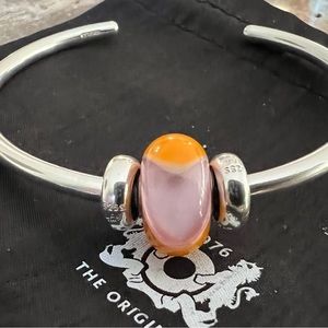 NEW Authentic Trollbeads Murano LE Pink Orange Armadillo Glass Limited edition